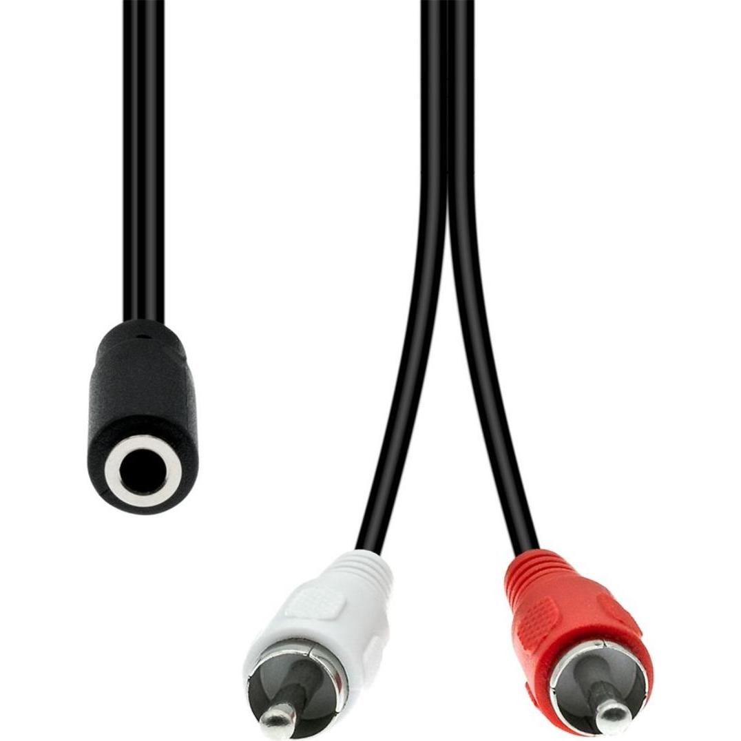 ProXtend Mini-Jack 3-Pin to 2 x RCA Cable F-M Black 20cm (0.20 m), Audio Kabel