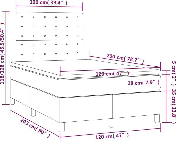Actual product image vidaXL Boxspringbett (120 x 200 cm)