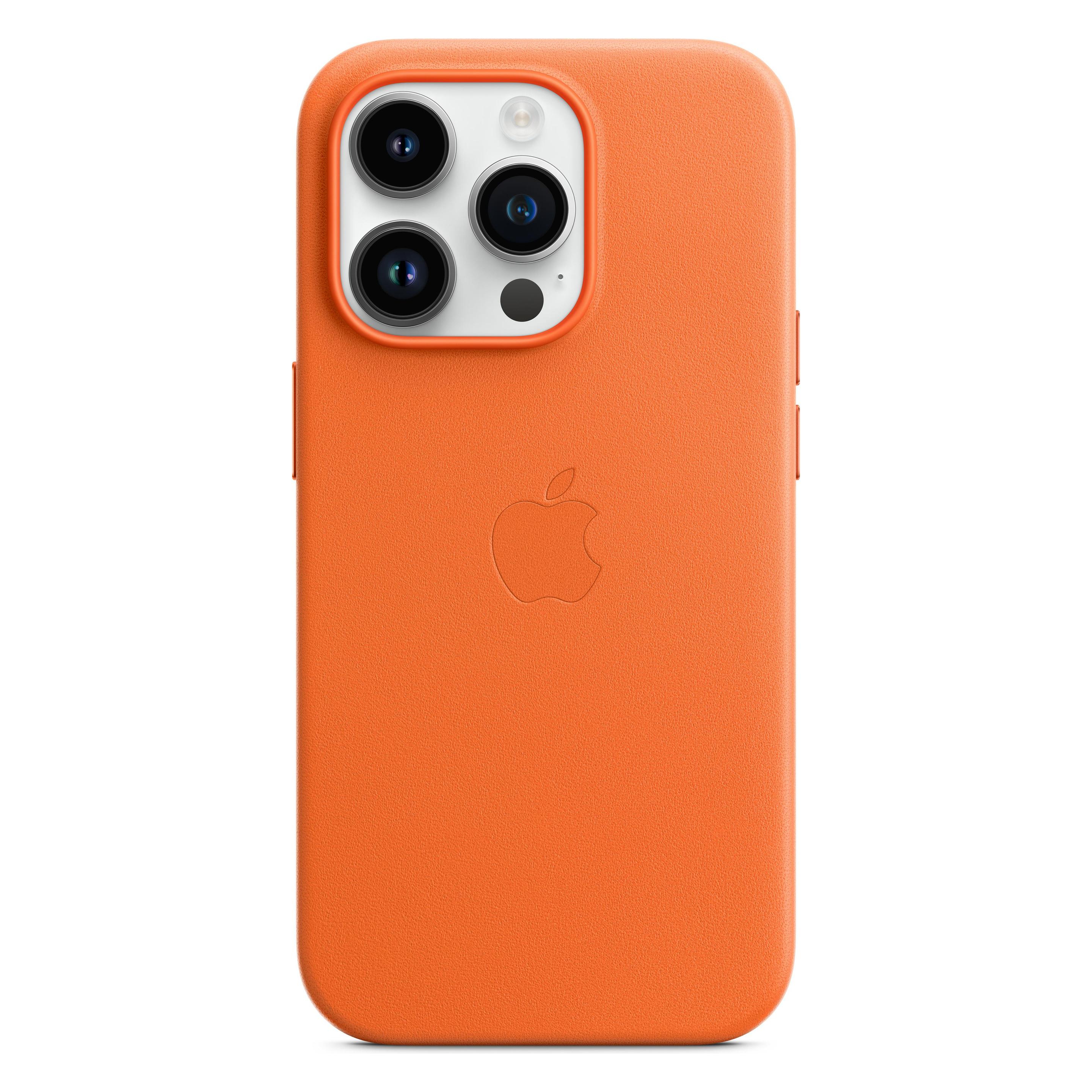 Apple Leather Case with MagSafe (Apple iPhone 14 Pro), Smartphone Hülle, Orange