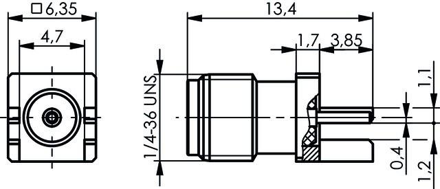 Immagine prodotto Telegärtner SMA End Launch Socket 50 Ohm per PCB spessore 1.07mm/0.042"