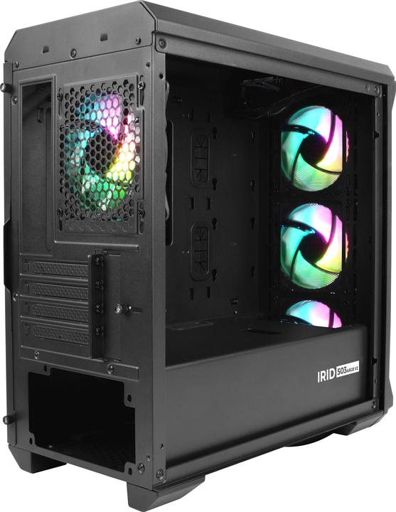Actual product image Genesis IRID 503 ARGB PC case, Micro Tower, 2xUSB 2.0, 2x jack, 1xUSB 3.0, black (Mini-ITX)