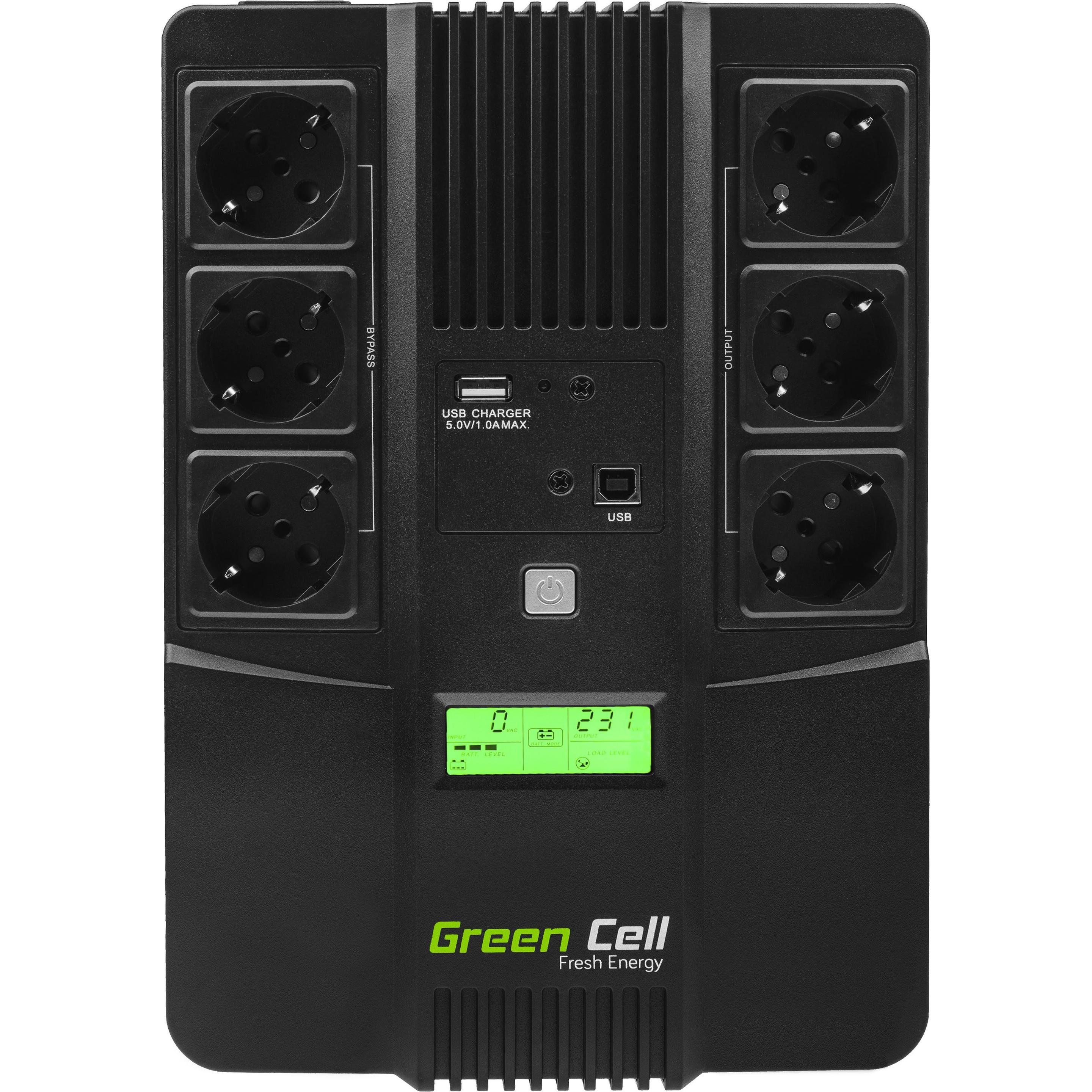 GreenCell AiO 800VA LCD - Line-Interaktiv - 800 VA - 480 W - 220 V - 240 V - 50/60 Hz (800 VA, 480 W, Line-Interaktiv USV) (UPS07)
