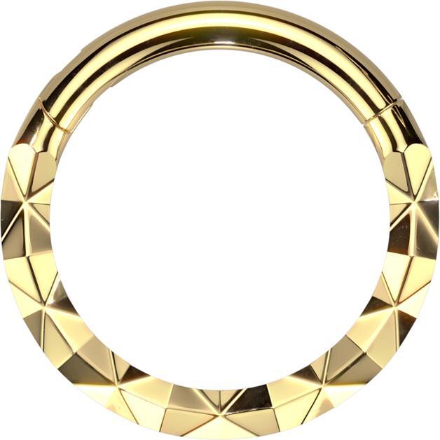 Produktbild Star Piercing Micro Segmentring klappbar vergoldet front X facettiert (Chirurgenstahl 316L, ohne Messing)