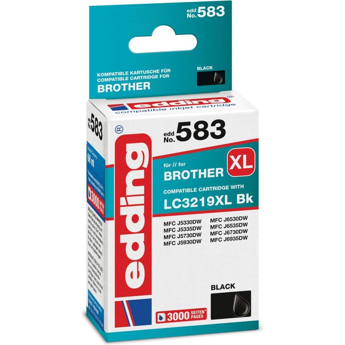 Thumbnail - Edding, Druckerpatrone, Tintenpatrone Druckerpatrone ersetzt LC3219XL Bk Schwarz (BK)