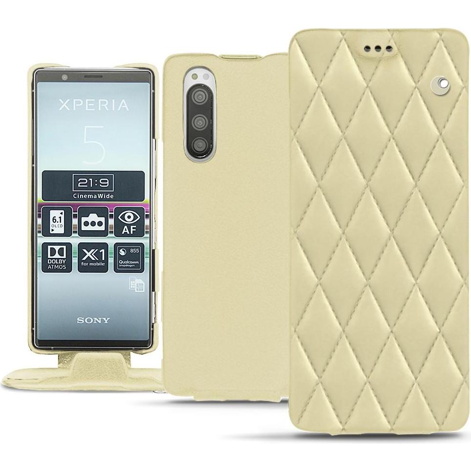 Thumbnail - Noreve Lederschutzhülle vertikal (Sony Xperia 5), Smartphone Hülle, Beige