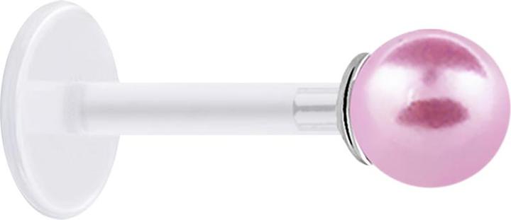 Produktbild Star Piercing Micro Labret transparent mit Perle Kugel hellpink (ohne Messing, 925 Sterlingsilber, Kunststoff)