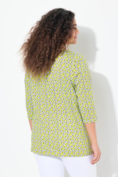 Produktbild Ulla Popken T-Shirt, Blüten, A-Linie, Zierfalten, Rundhals, 3/4-Arm (50, 52)