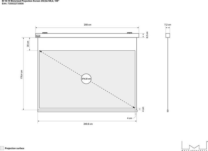 Produktbild Multibrackets M Motorized Projection Screen 232,6x145,4 (108", 16:10)