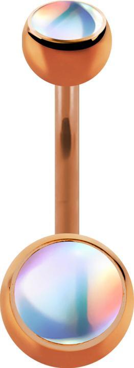 Immagine prodotto Star Piercing Banana oro rosa con due sfere bianche iridescenti (senza ottone, Acciaio chirurgico 316L)