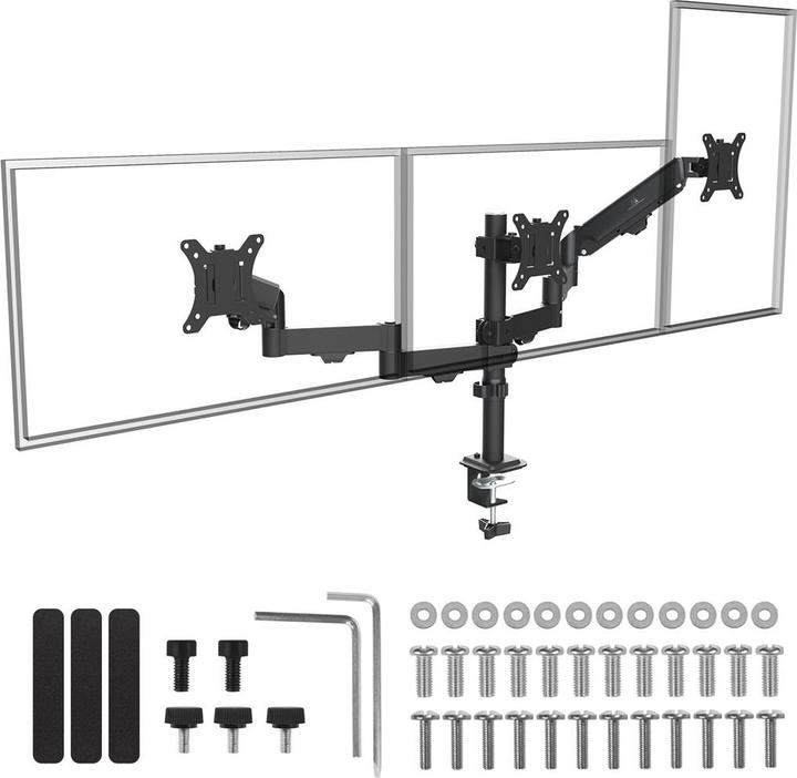 Actual product image Maclean Halterung für 3 Maclean-Monitore Gasfeder 17 -27 2-8kg schwarz MC-137 (27", 8 kg)