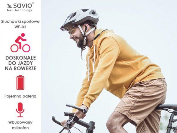Produktbild Savio WE-02 Kabellose Bluetooth-Kopfhörer (Keine Geräuschunterdrückung, 3 h, Kabellos)