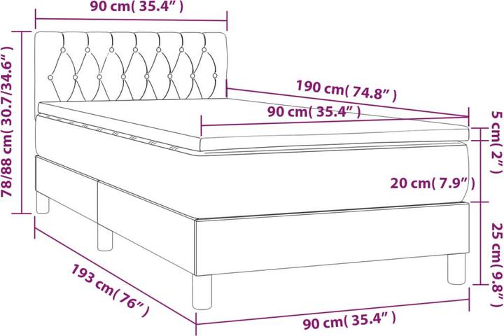 Produktbild vidaXL Boxspringbett (90 x 190 cm)
