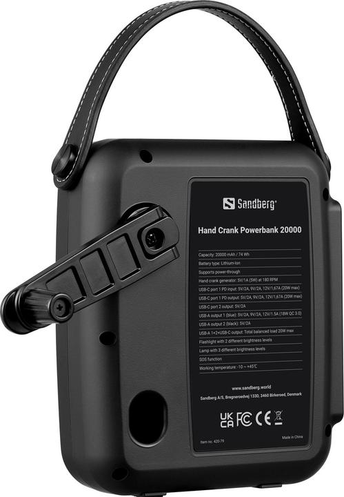 Produktbild Sandberg Hand Crank Powerbank (20000 mAh, 20 W, 74 Wh)