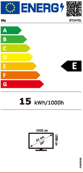 Energy Label ēlo ET2470L-2UWA-0-BL-G 24IN LCD (1920 x 1080 pixels, 24")
