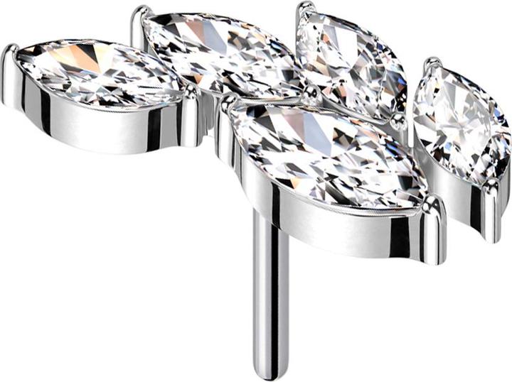 Immagine prodotto Star Piercing Foglia senza fili argento cinque cristalli ovali argento (senza ottone, Titanio)