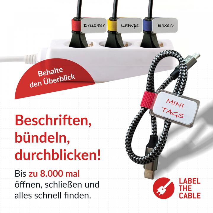 Actual product image Label-the-cable small velcro binder with label (Velcro cable ties, 90 mm, 10 pcs.)