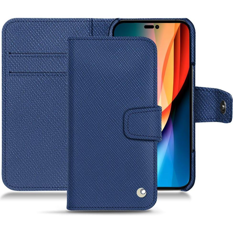 Noreve Lederschutzhülle Wallet (Apple iPhone 14 Pro), Smartphone Hülle, Blau