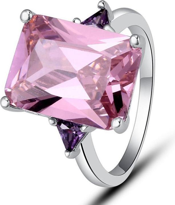 Actual product image Hermex silver plated ring with pink topaz - size 53 / Size 7 (7, 53)