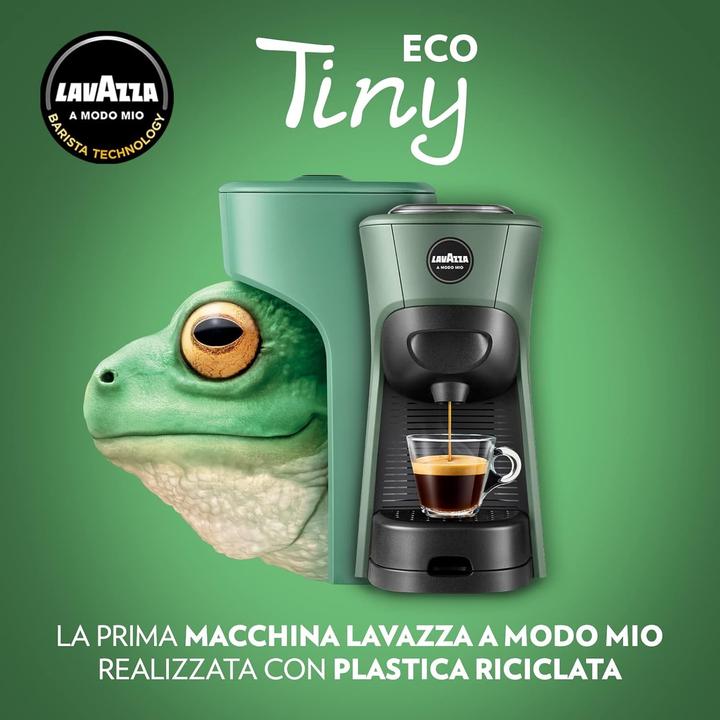 Actual product image Lavazza Tiny Eco Coffee Maker with 64 Sorted Capsules, Recycled Plastic Espresso Machine (Lavazza o modo mio)