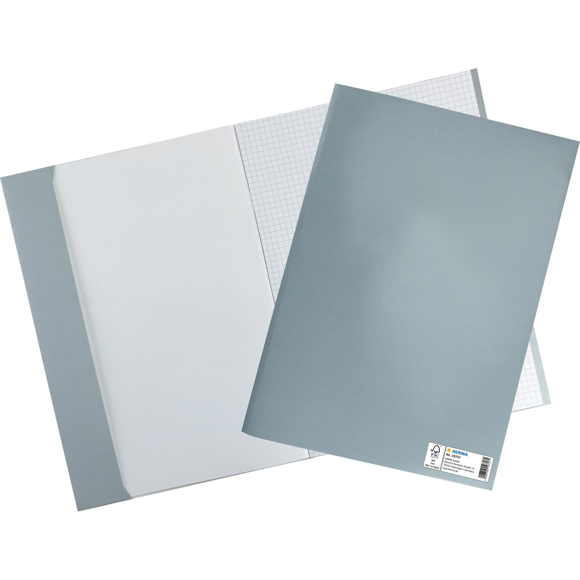 Herma, Heft + Block, Heftschoner, aus Karton, DIN A4, grau (A4, Harter Einband)