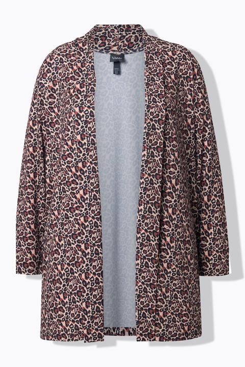 Actual product image Ulla Popken Matte Jersey Open Shape Leopard Print Jacket (54)