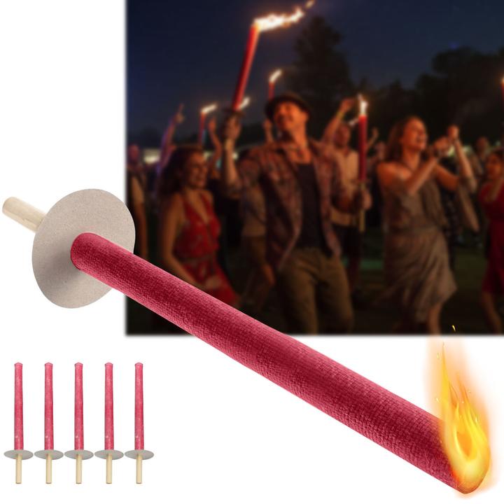 Produktbild St. Leonhard 5er-Set Wachsfackeln mit Holzgriff und Handschutzteller, Brenndauer ca. 60 min