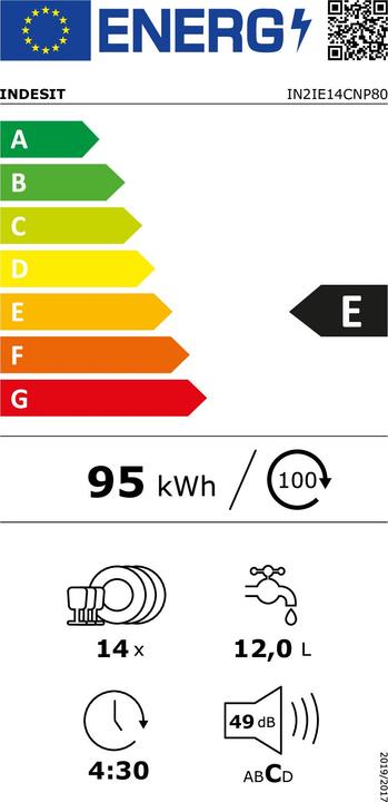 Etichetta energetica Indesit Geschirrspüler BI 60 cm Klasse E