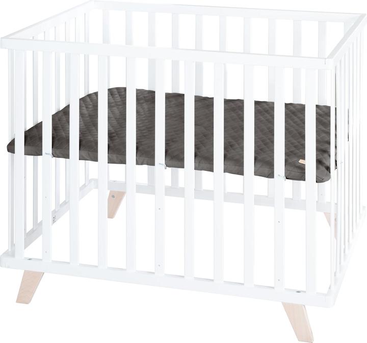 Roba Laufgitter 75x100 cm mit Holzfüssen Graphite gesteppt (73 cm, 98.50 cm, MDF, Buche)