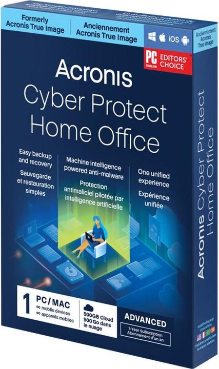 Acronis Cyber Protect Home Office Advanced - Subscription licence (1 year) - 1 computer, 500 GB clou (1 User, 12 months)