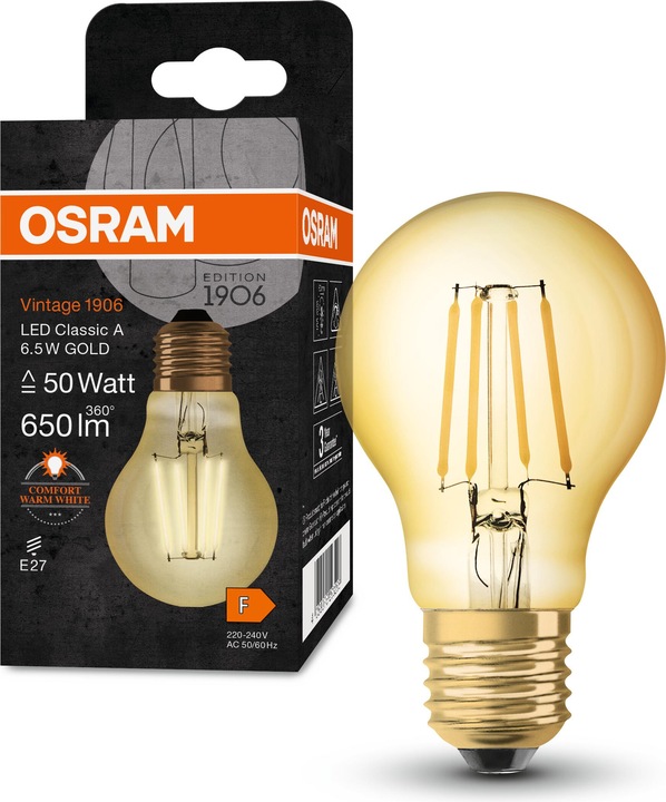 Produktbild Osram Vintage 1906 Led Classic A (E27, 6.50 W, 725 lm, 1 x, F)