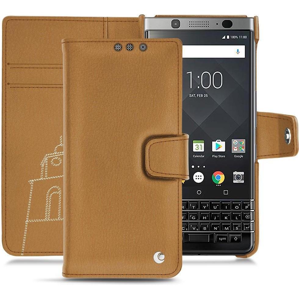 Noreve Lederschutzhülle Wallet (Blackberry KEYone), Smartphone Hülle, Braun