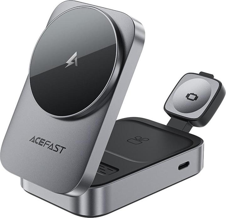 Acefast Wireless charger E22 Desktop 3-in-1 Wireless Chargingholder Metal Grey