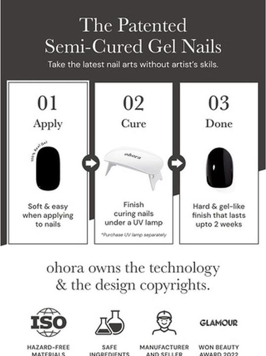 Actual product image Ohora Semi Cured Gel Nail Strips N Cream Glow - Works with Any Nail Lamps Salon-Quality Long Lasting (Artificial nails, N Cream Glow)