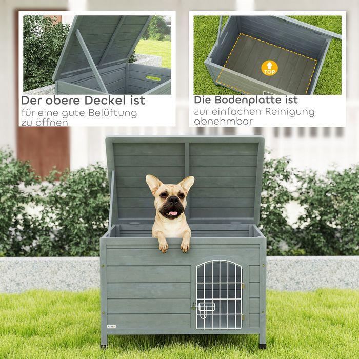 Actual product image Swisshandel24 Hundehütte Hundehaus mit Tür Hundebox Gitterbox für Katzen Tanne Grau (Dog house)