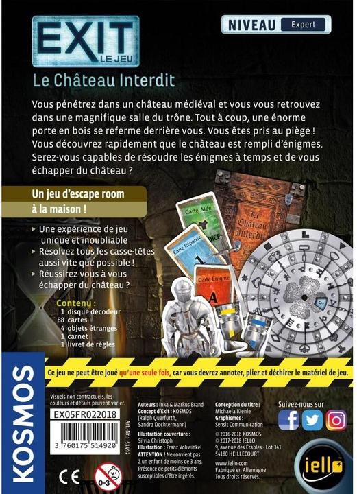 Immagine prodotto Kosmos Exit - Gioco da tavolo Exit - Le Château Interdit (BU1182080026) (Francese, 1 - 6 Giocatori)