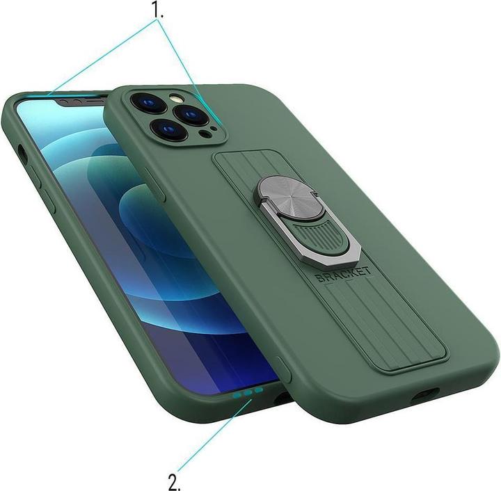 Immagine prodotto Hurtel Custodia Ring Case in silicone con impugnatura per dito e base per Samsung Galaxy S22 Ultra nero (Samsung Galaxy S22 Ultra)