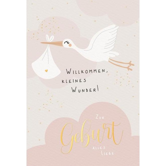 Skorpion, Grusskarte + Briefpapier, Glückwunschkarte - Zur Geburt alles Liebe - rosa (1 Stk.)