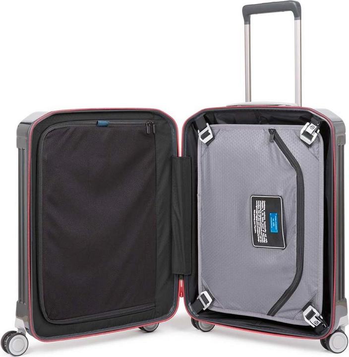 Actual product image Piquadro PQ-Light - Ultra Slim Cabin Hard Shell Trolley Grey/Red (34 l)