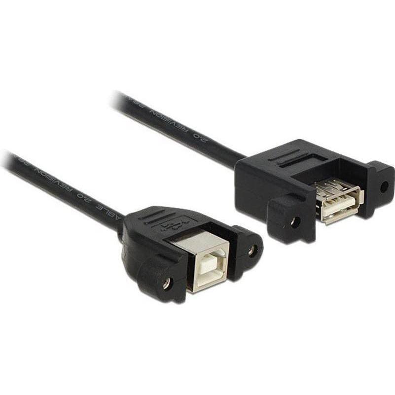 Delock USB2.0-Kabel A-B: 1m, beidseitig Einbau (1 m, USB 2.0), USB Kabel