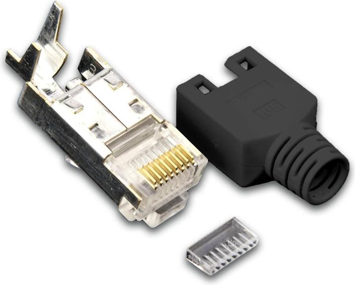 Actual product image Wirewin Plug RJ45 Hirose TM11 50 pieces, Black (Network cable plug)