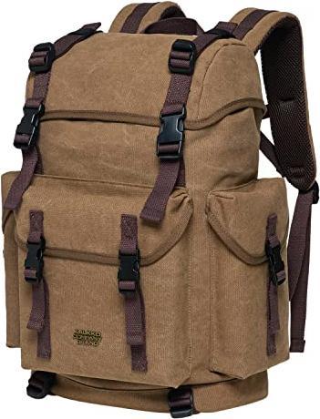 Image du produit Only-Bags.Store KAUKKO Canvas Large Backpack Ladies Men, Vintage Hunting Backpack Hiking Backpack with 15 Inch