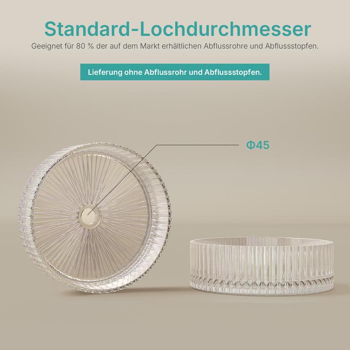 Produktbild Emke Aufsatzwaschtisch Ø40 cm Design-Waschbecken gehärtetes Bleikristallglas Regenbogen galvanisch (400 mm)