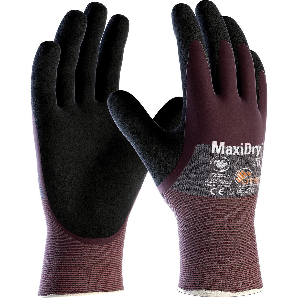ATG, Schutzhandschuhe, Handschuhe MaxiDry 56-425 Grösse 7 lila/schwarz EN 388 PSA-Kategorie II (7)