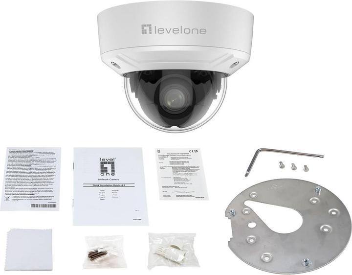 Produktbild LevelOne IPCam FCS-3461 Dome Out 2MP H.265 IR 10W PoE (1920 x 1080 Pixels)