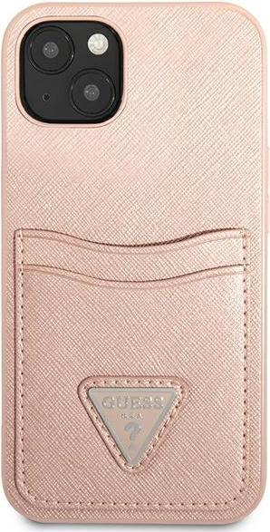 Image du produit Guess GUHCP13MPSATPP iPhone 13 6,1" różowy/pink hardcase SaffianoTriangle Logo Cardslot (Apple iPhone 13, Apple iPhone 14)