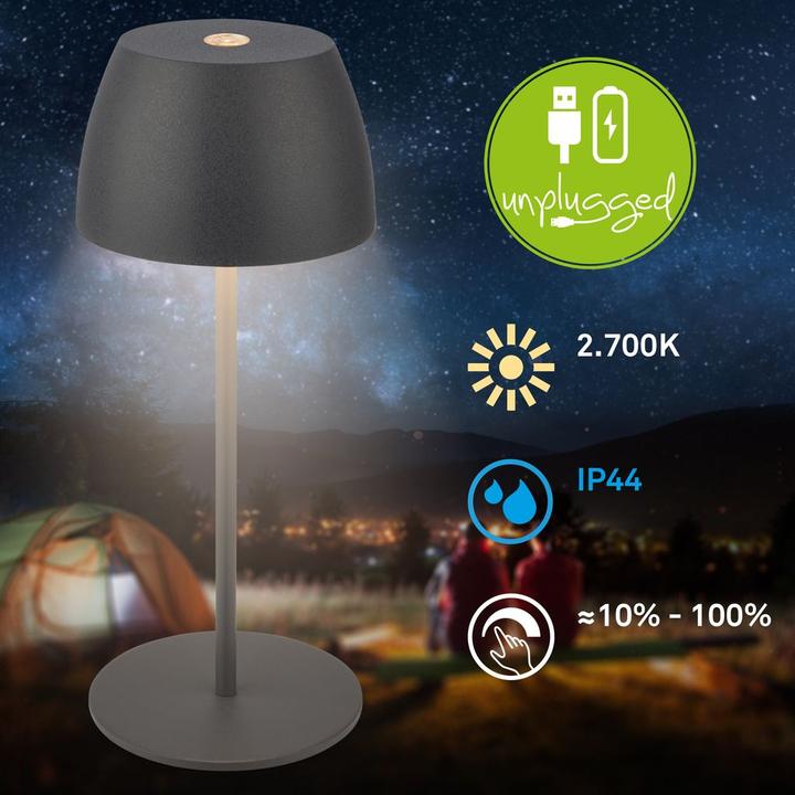 Produktbild Briloner Accu LED table lamp - Mini, Touch, anthracite (150 lm)