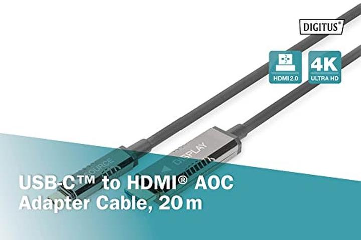 Image du produit Digitus Câble adaptateur 4K USB type - C vers HDMI AOC (20 m, HDMI, 2.0)