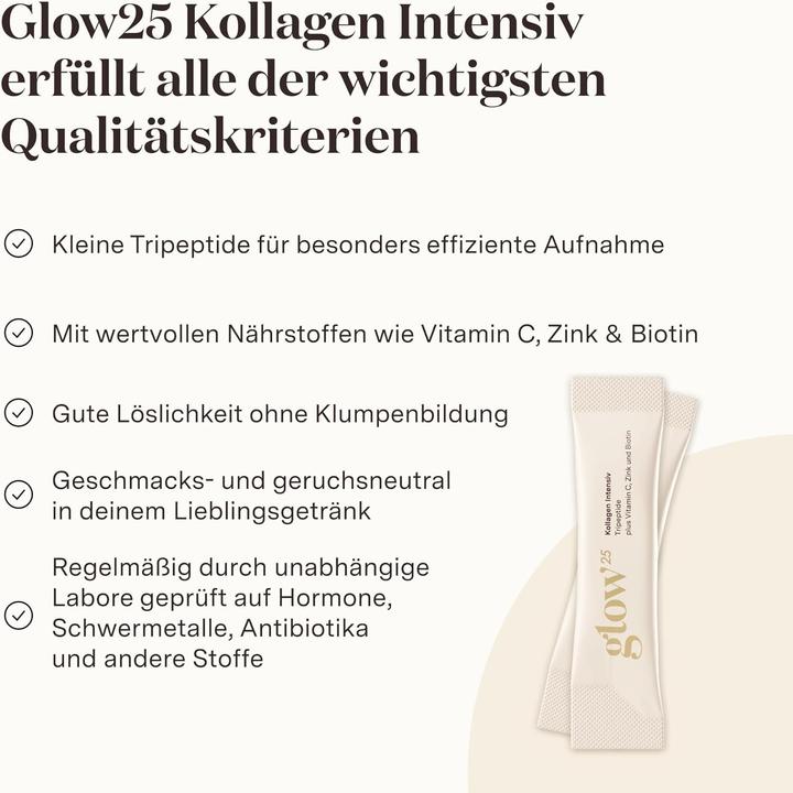 Produktbild Glow25 Kollagen Intensiv mit Tripeptiden, Vitamin C, Zink und Biotin (30 Stück, Pulver, 75 g)