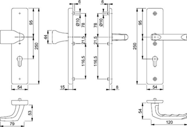 Produktbild Hoppe Schutzgarnitur London 78G/2222A/2440/113 Aluminium F2 72 mm 37-42 mm (Türgriff)