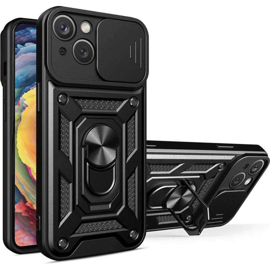 Thumbnail - Hurtel Hybrid Armor Camshield case for iPhone 14 Plus armored case with camera cover black (Apple iPhone 14 Plus), Smart...